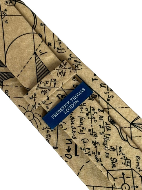 sandy gold beige maths equation cotton tie