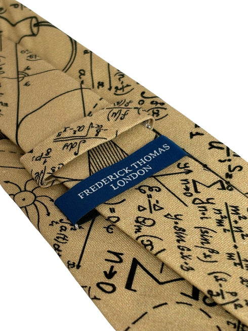 sandy gold beige maths equation cotton tie