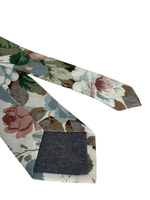 watercolour style english pink rose garden cotton tie