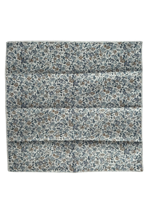 dusky blue English wildflower design cotton pocket square
