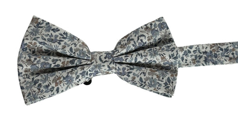 dusky blue English wildflower design cotton bow tie