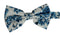 ivory cotton with blue rose design bow tie