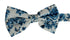 ivory cotton with blue rose design bow tie
