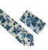ivory cotton tie with blue rose design and matching pocket square