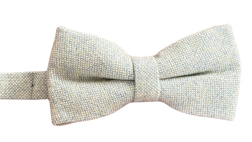 mint pistachio wool bow tie with blue flecks