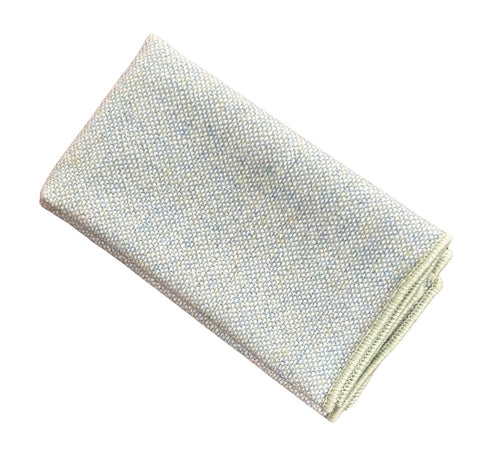 mint pistachio wool pocket square with blue flecks