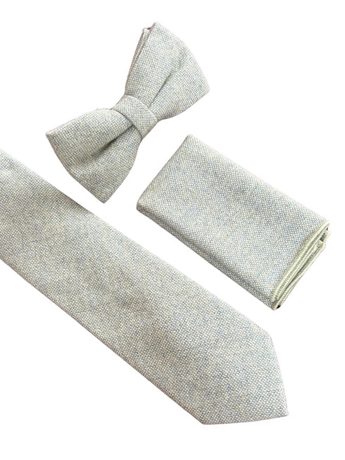 mint pistachio wool tie with blue flecks
