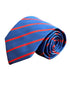royal blue tie with subtle herringbone design and red stripes