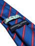 royal blue tie with subtle herringbone design and red stripes