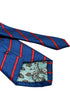 royal blue tie with subtle herringbone design and red stripes
