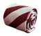 maroon and white barber stripe tie