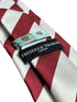 maroon and white barber stripe tie