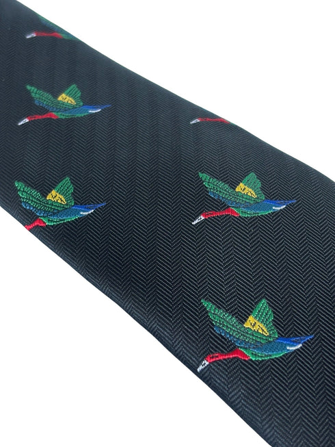 black tie with rainbow coloured egyptian goose macaw bird
