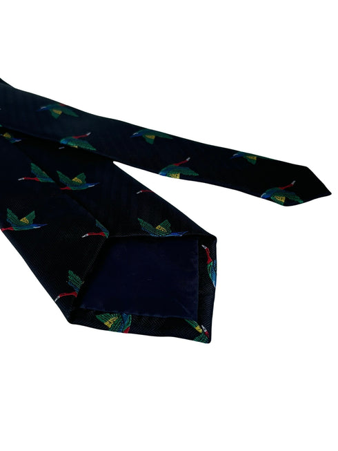 black tie with rainbow coloured egyptian goose macaw bird