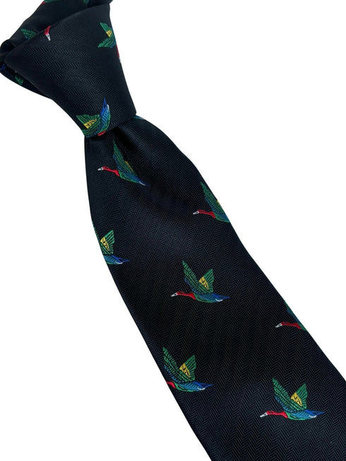 black tie with rainbow coloured egyptian goose macaw bird
