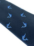 navy dark blue tie with marlin swordfish design