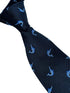 navy dark blue tie with marlin swordfish design