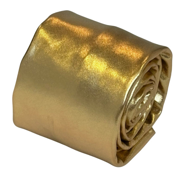 gold tie in a shiny lame metallic foil design