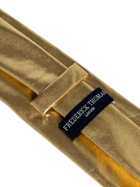 gold tie in a shiny lame metallic foil design