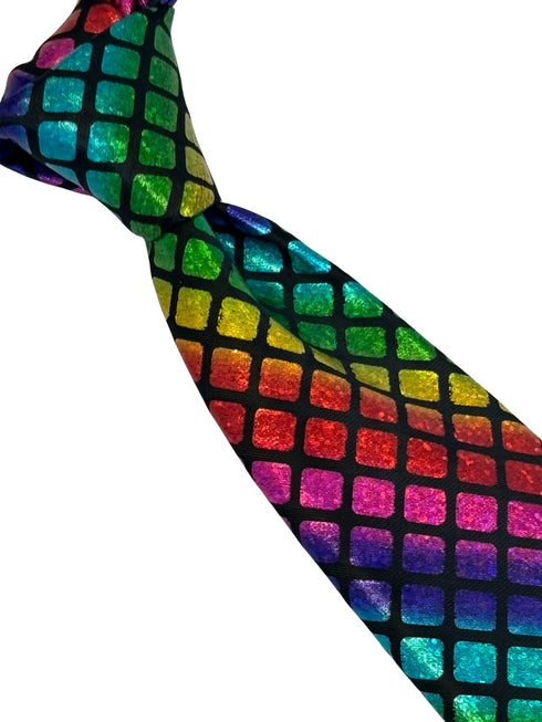 rainbow tie in a metallic sparkle mermaid pastel wet look design