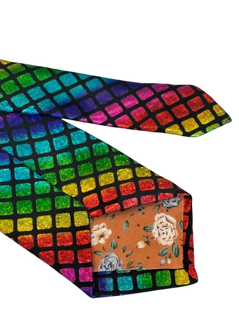 rainbow tie in a metallic sparkle mermaid pastel wet look design