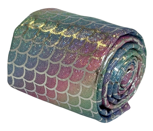 rainbow and silver tie with a metallic sparkle mermaid pastel wet look