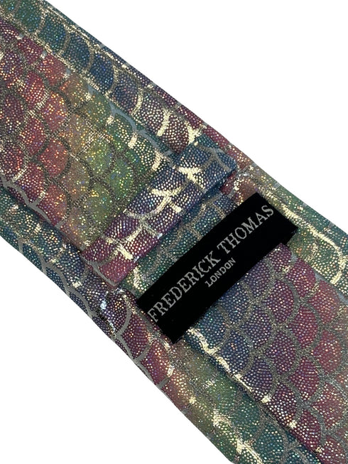 rainbow and silver tie with a metallic sparkle mermaid pastel wet look