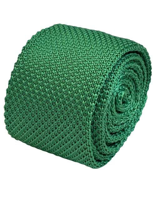bright emerald green knitted tie