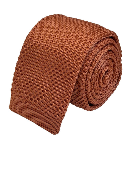 copper orange dark peach coral knitted tie