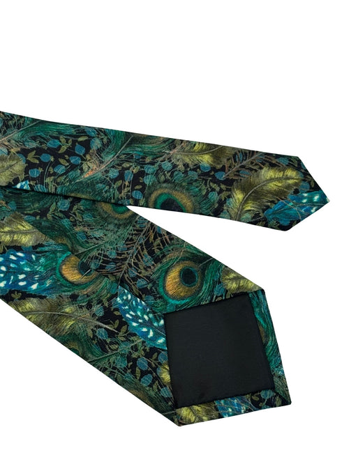 Liberty style peacock feather design tie