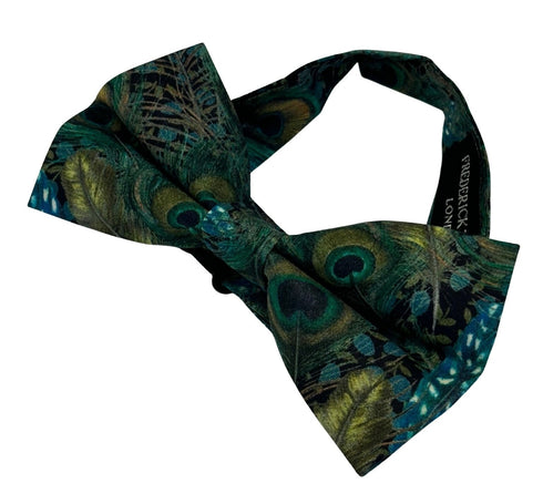 Liberty style peacock feather design adult bow tie