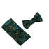 Liberty style peacock feather design adult bow tie and matching pocket square