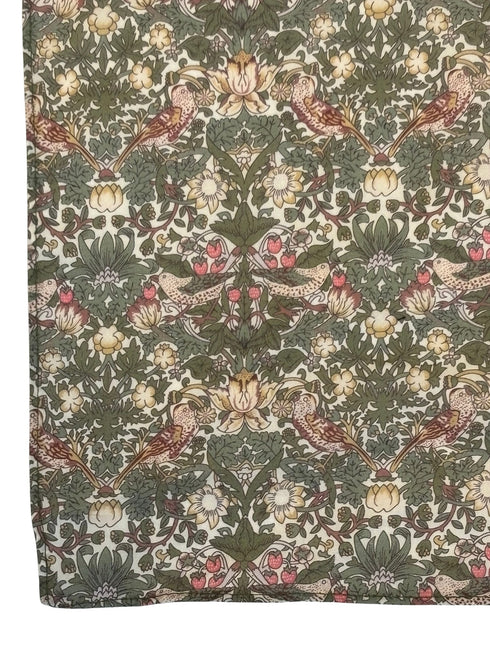 William Morris style green strawberry thief English garden wildflower design tie and matching pocket square