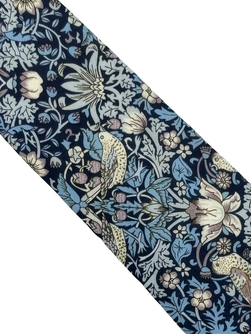william morris liberty style blue strawberry thief english garden wildflower design tie