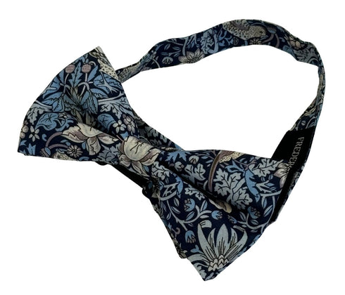 william morris liberty style blue strawberry thief english garden wildflower design child's bow tie