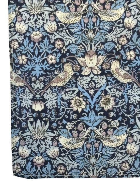 william morris liberty style blue strawberry thief english garden wildflower design pocket square
