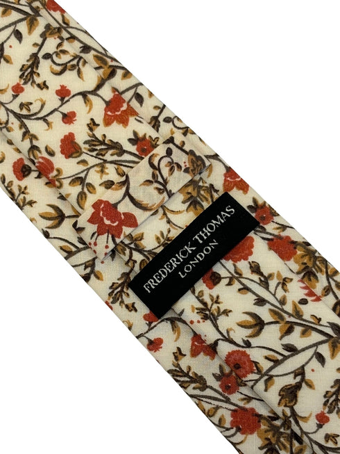 Liberty style red climbing English wildflower design tie