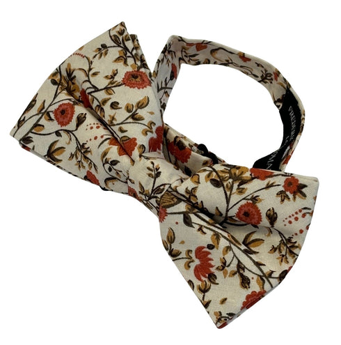 Liberty style red climbing English wildflower design child's bow tie