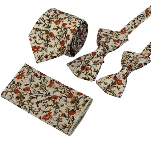 Liberty style red climbing English wildflower design child's bow tie