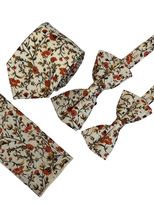 Liberty style red climbing English wildflower design tie