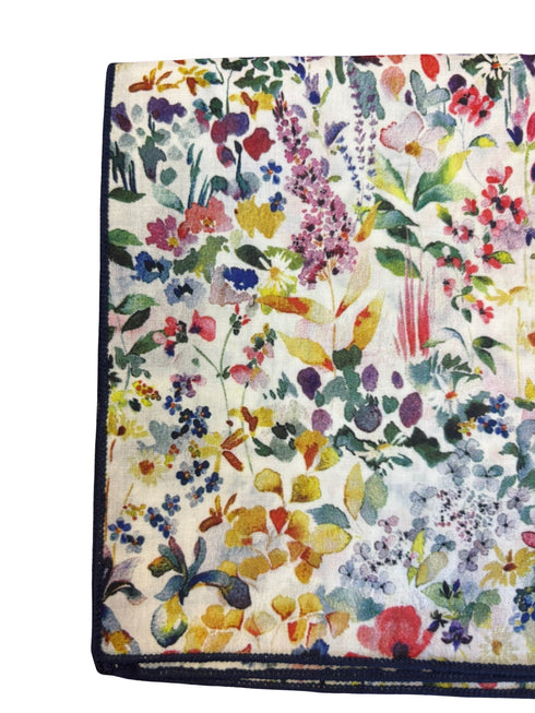 Felda print watercolour multicolour floral wildflower pocket square cotton liberty style London design