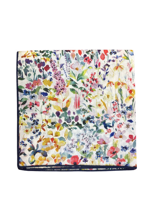 Felda print watercolour multicolour floral wildflower pocket square cotton liberty style London design