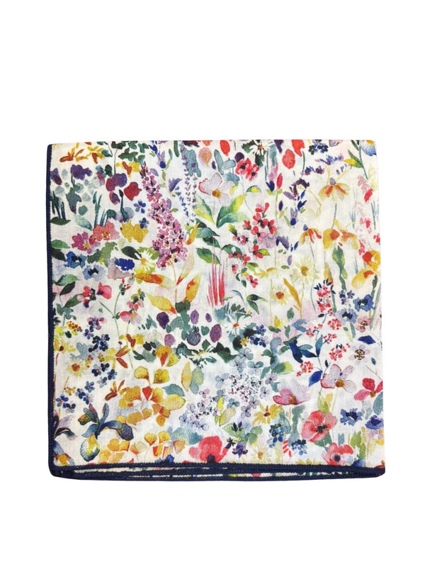 Felda print watercolour multicolour floral wildflower pocket square cotton liberty style London design