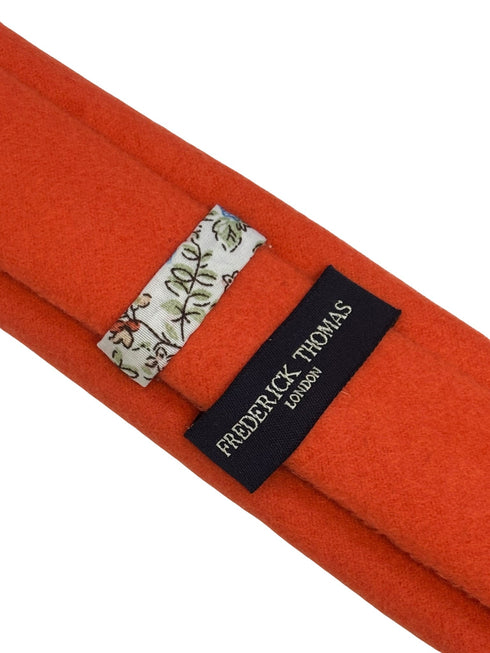 plain bright burnt orange 100% wool tie