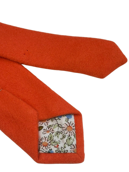 plain bright burnt orange 100% wool tie