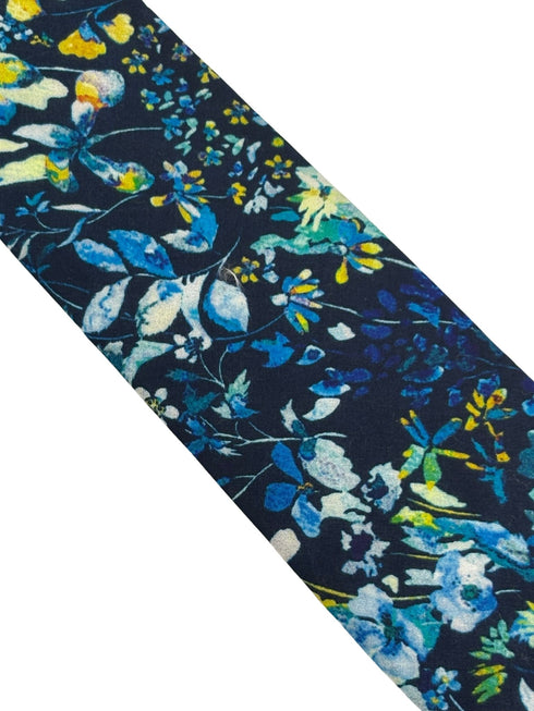 navy dark blue floral wildflower cotton tie in a liberty style design