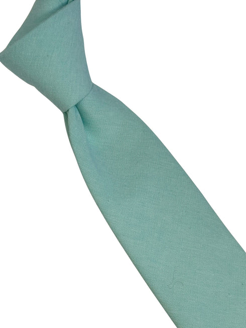 plain aqua turquoise pale cyan green cotton tie