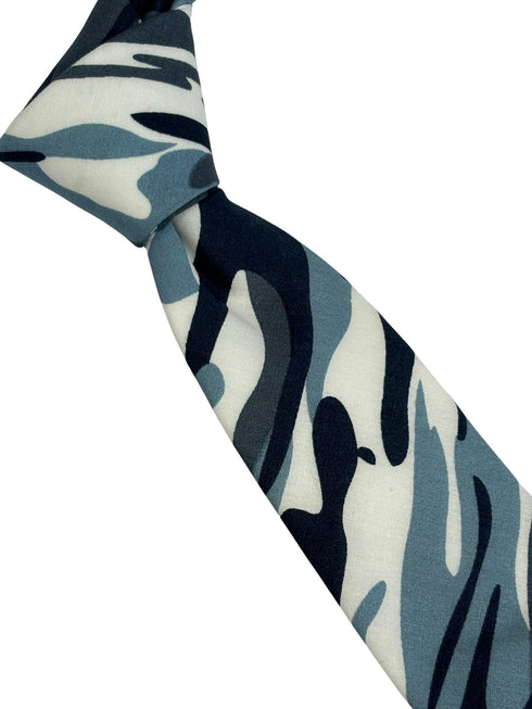blue camouflage army design cotton tie