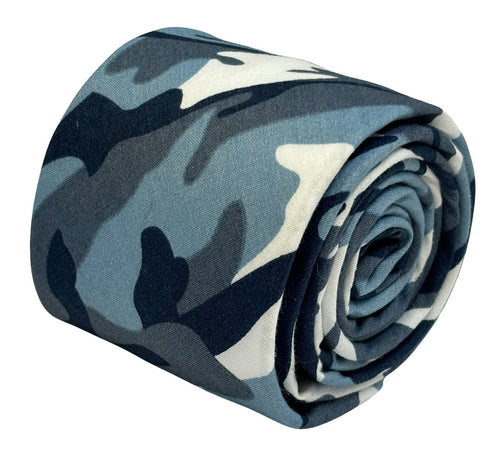 blue camouflage army design cotton tie