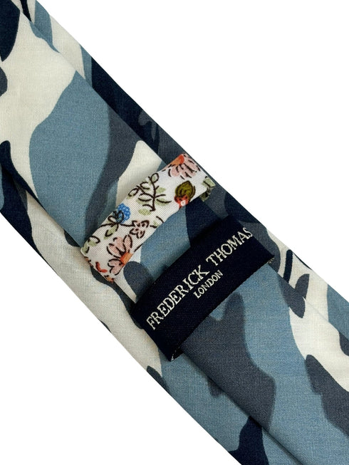 Extra long blue camouflage army design cotton tie